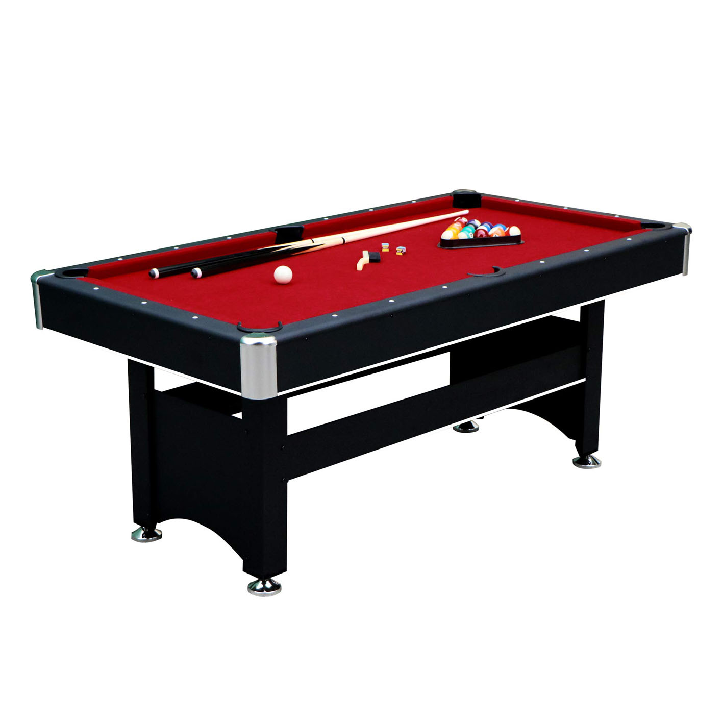 Hathaway Spartan 6-Ft Pool & Table Tennis Multigame Table for Family Recreation Game Rooms with Red Felt Playing Surface, All Accessories Included - Black Finish, 72