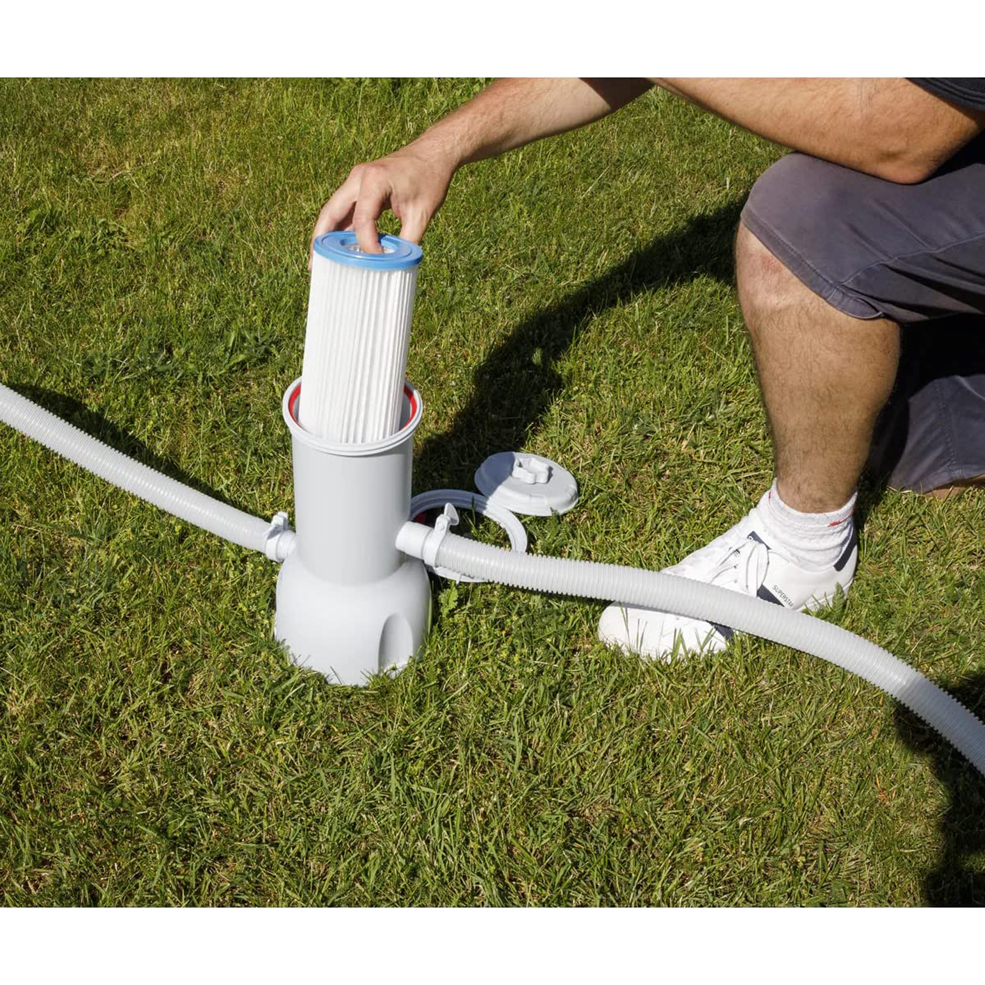 Dellonda 18ft Deluxe Steel Frame Swimming Pool | Rectangular with Filter Pump DL22