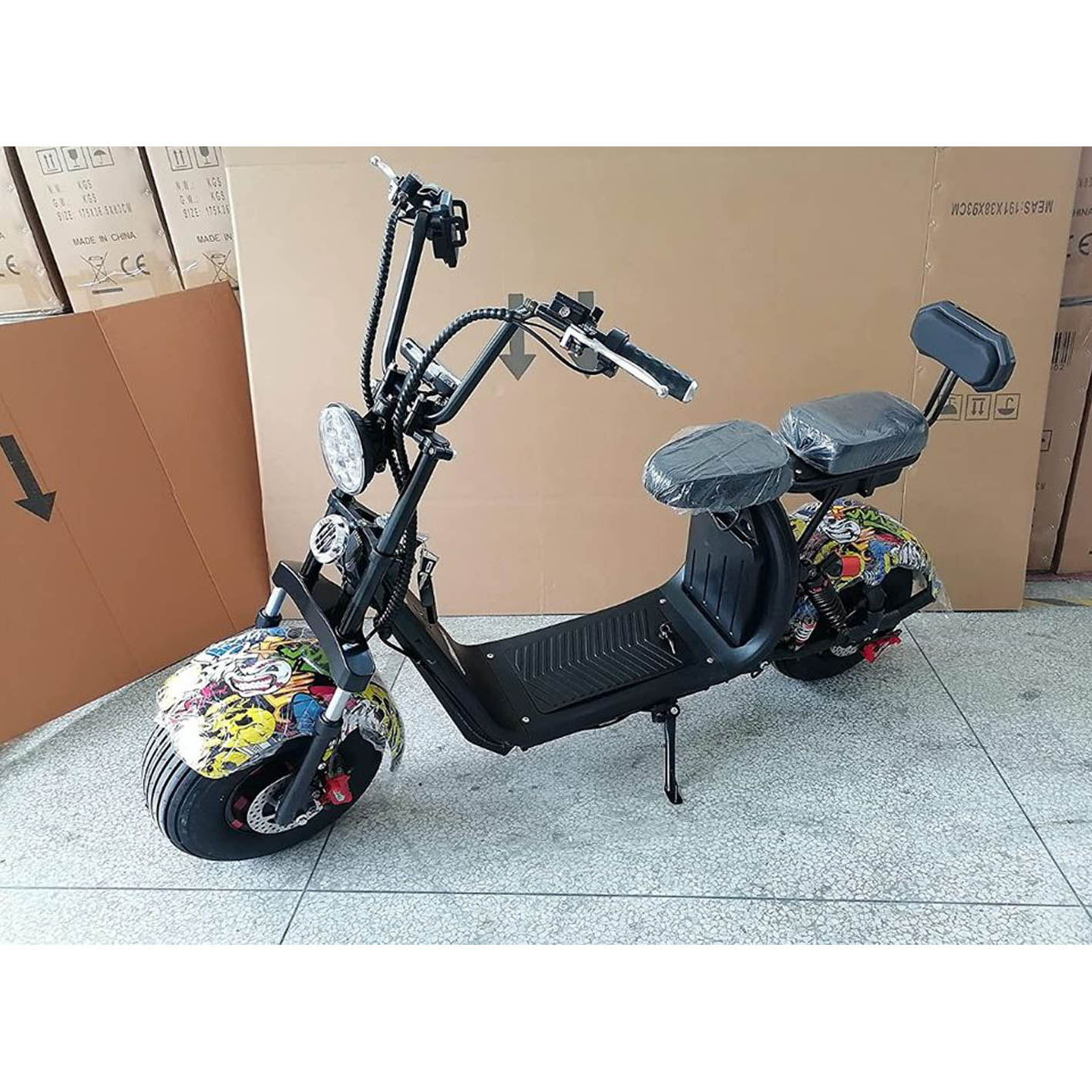 Adult Electric Fat Tire Scooter 60V Citycoco Bike 2000W Scooter Up To 24 MPH