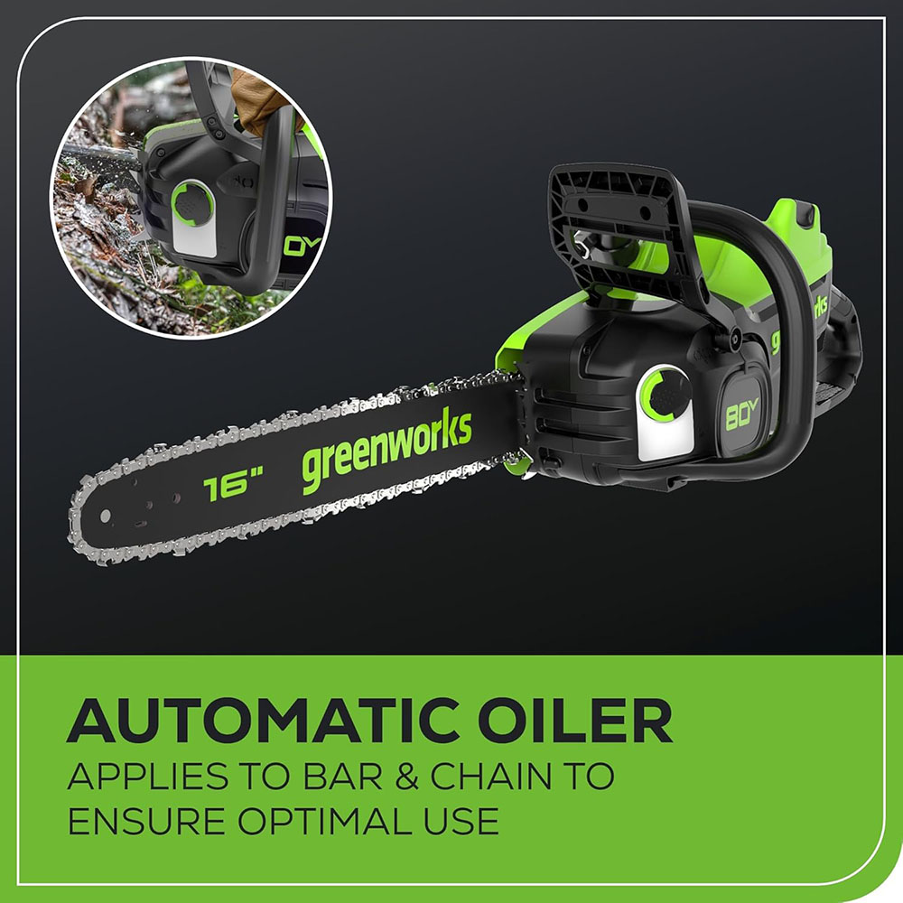 Greenworks 80V Brushless Cordless Electric Chainsaw (Great for Tree Cutting, Pruning, Trimming and Splitting Firewood)