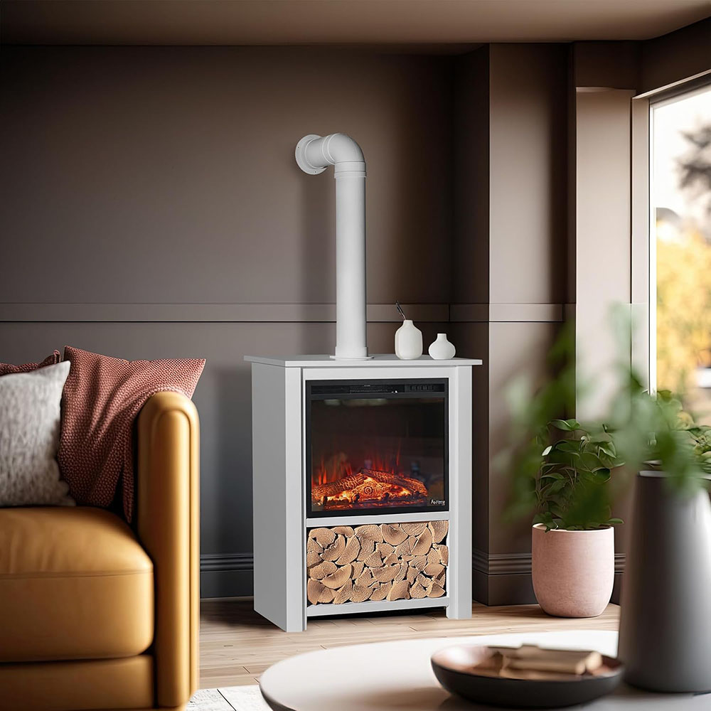 Innsbruck Electric LED Fireplace Stove - Décor Chimney Flue and Wood