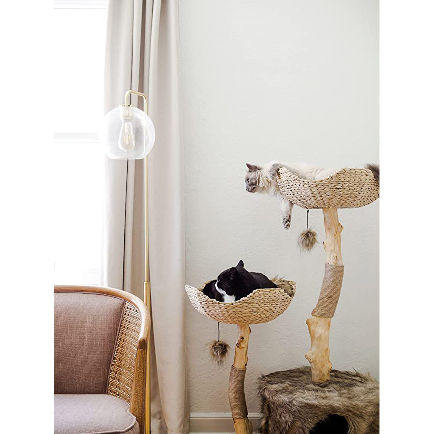 Modern Cat Tree Tower for Large Cats, Real Branch Luxury Cat Condo, Wood Cat Tower, Cat Scratching Tree, Cat Condo, Cat Lover Gift, Luxury Cat, Cat Gifts by Mau Lifestyle