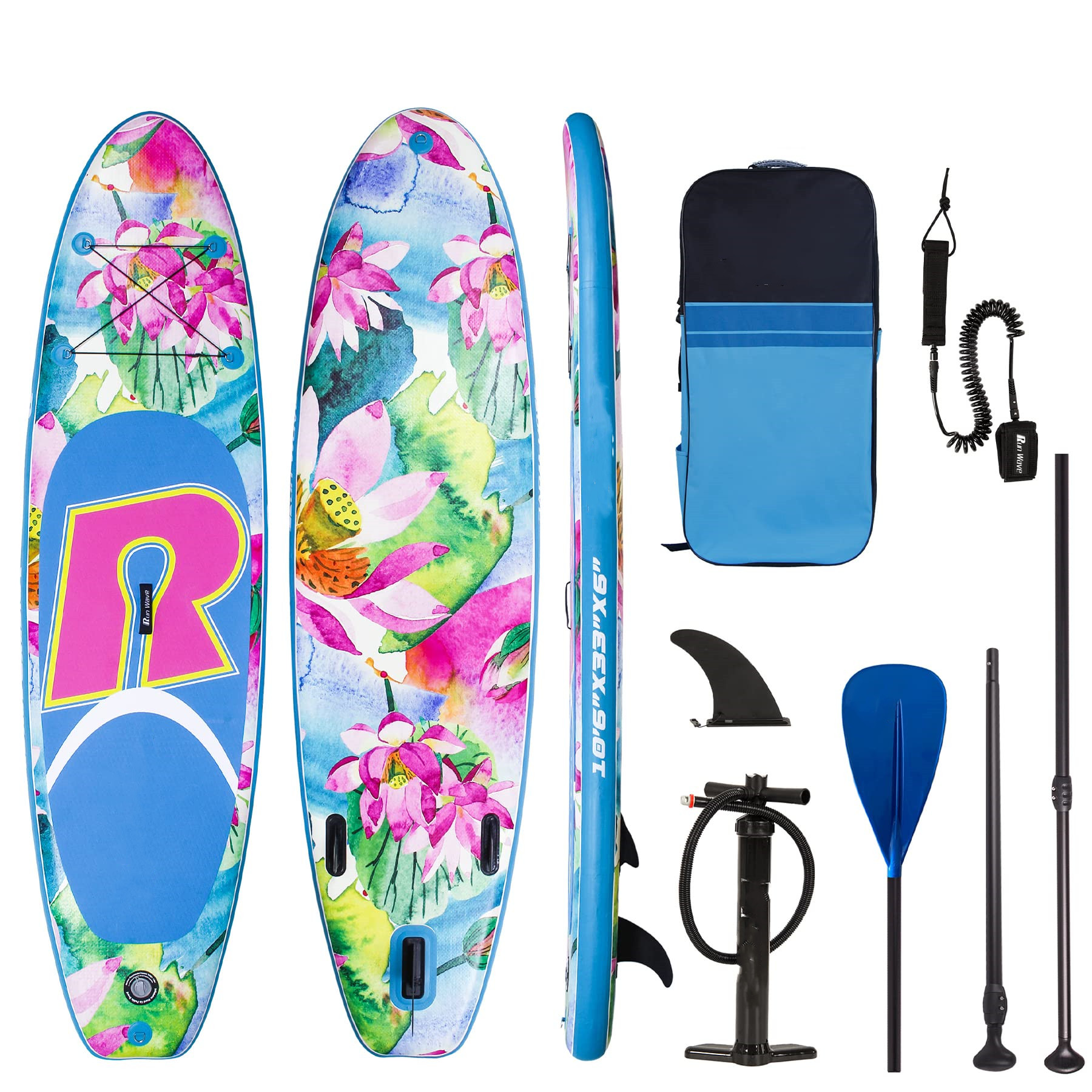 Runwave Inflatable Stand Up Paddle Board 11'×33''×6''(6'' Thick) Non-Slip Deck with Premium SUP Accessories | Wide Stance, Bottom Fins for Surfing Control | Youth Adults Beginner