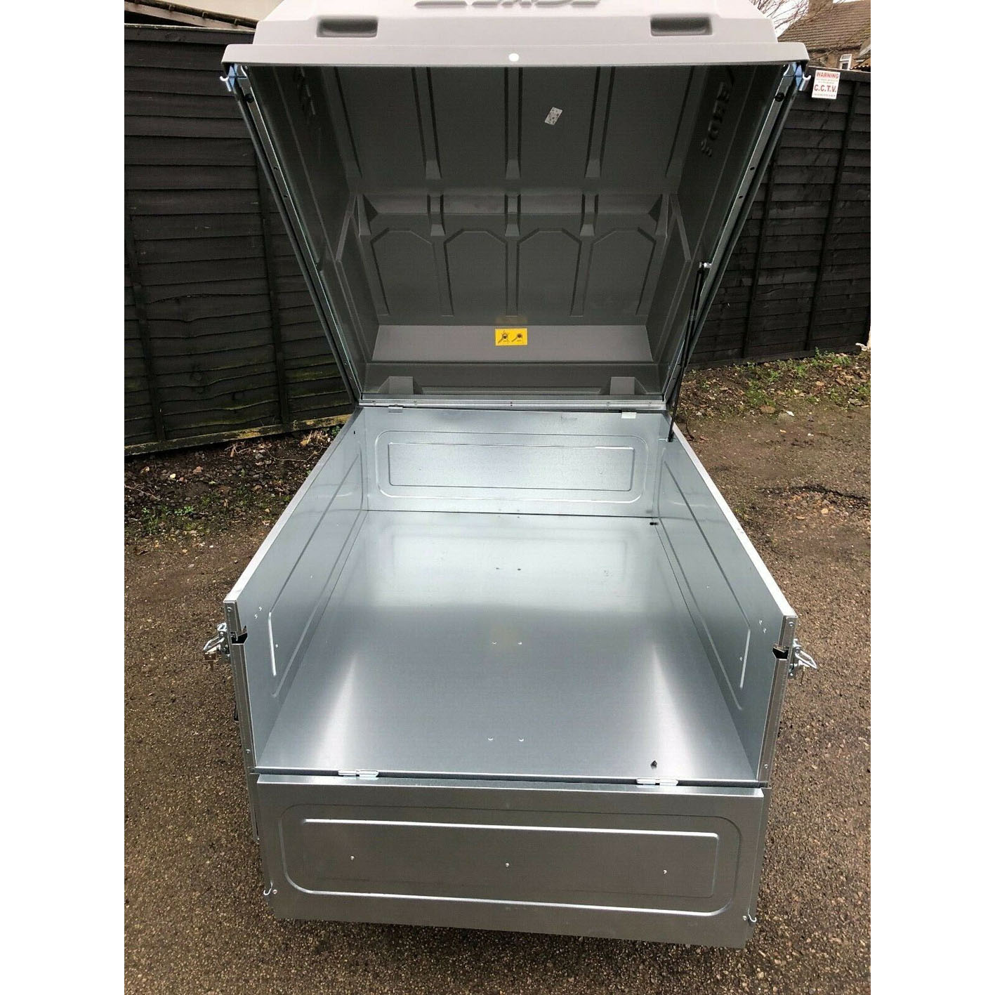 Newly assembled Erde 122 box car camper trailer with lockable ABS hard top