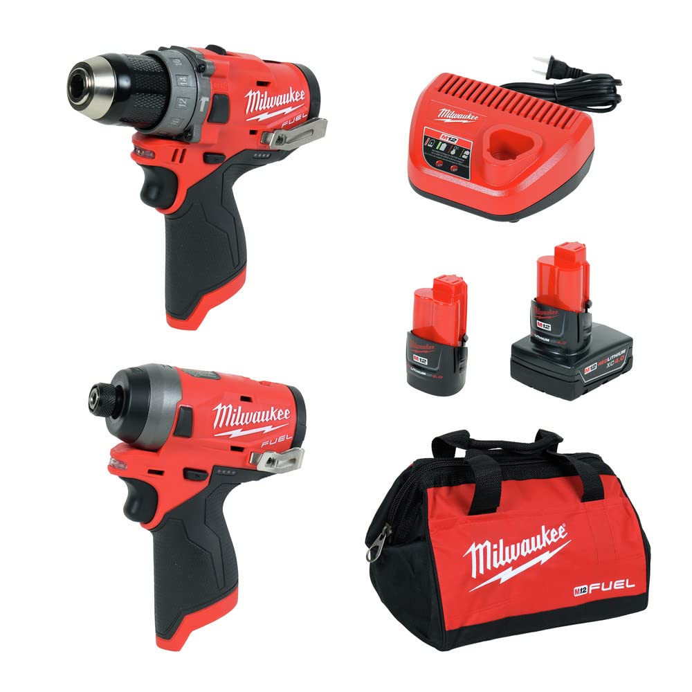 Milwaukee Electric Tools 2598-22 M12 Fuel 2 Pc Kit- 12 Hammer Drill & 14 Impact