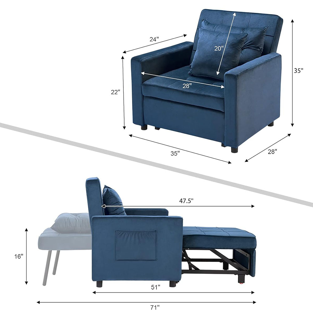 XSPRACER  Convertible Sleeper Chair Bed 3 in 1