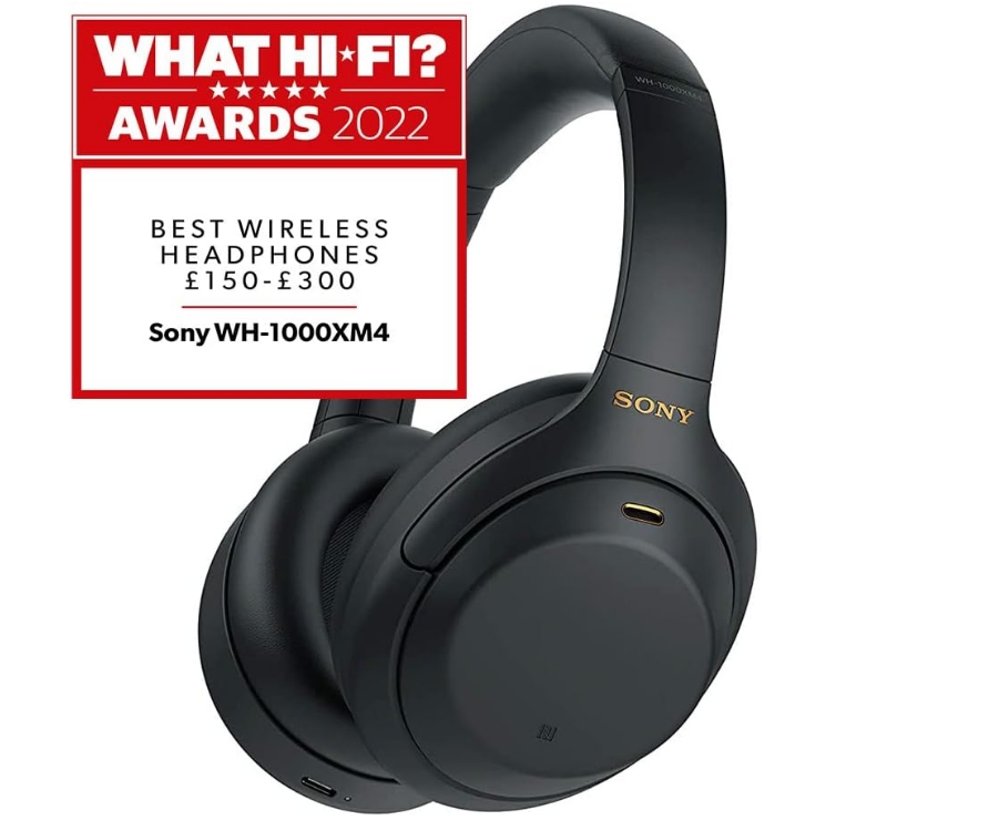 Sony WH-1000XM4 Noise Cancelling Wireless Headphones - 30 hours battery life - Over Ear style - Optimised for Alexa and the Google Assistant - with built-in mic for phone calls
