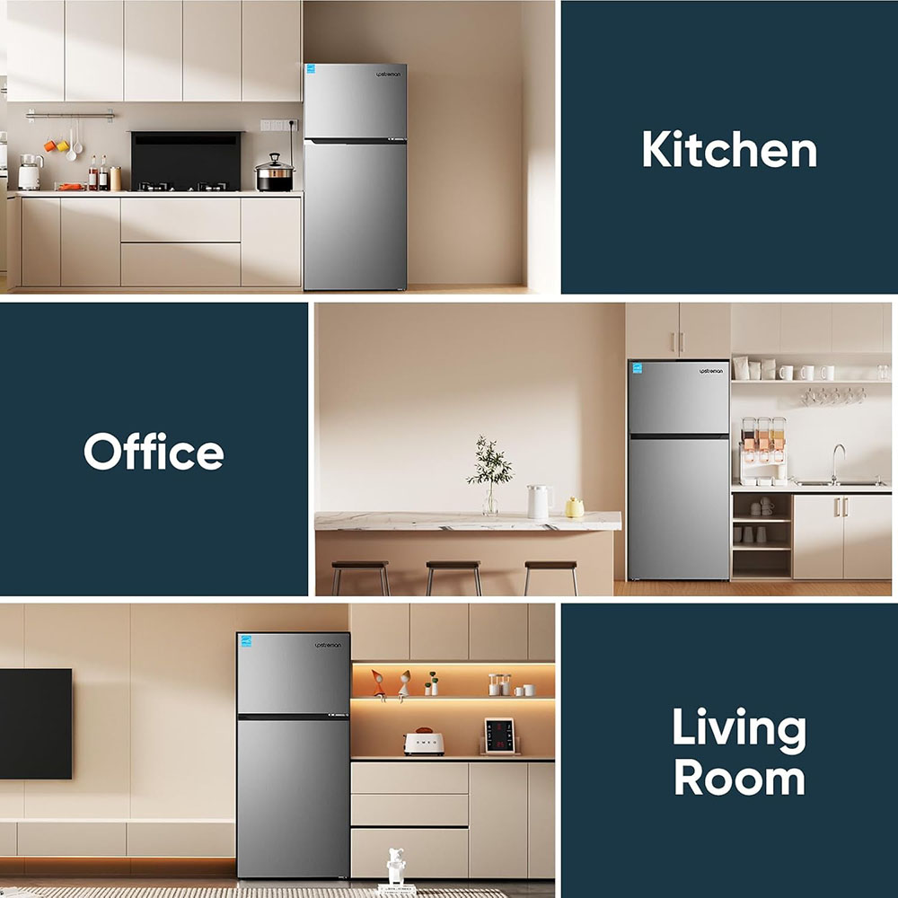 Upstreman Stainless Steel Double Door Refrigerator